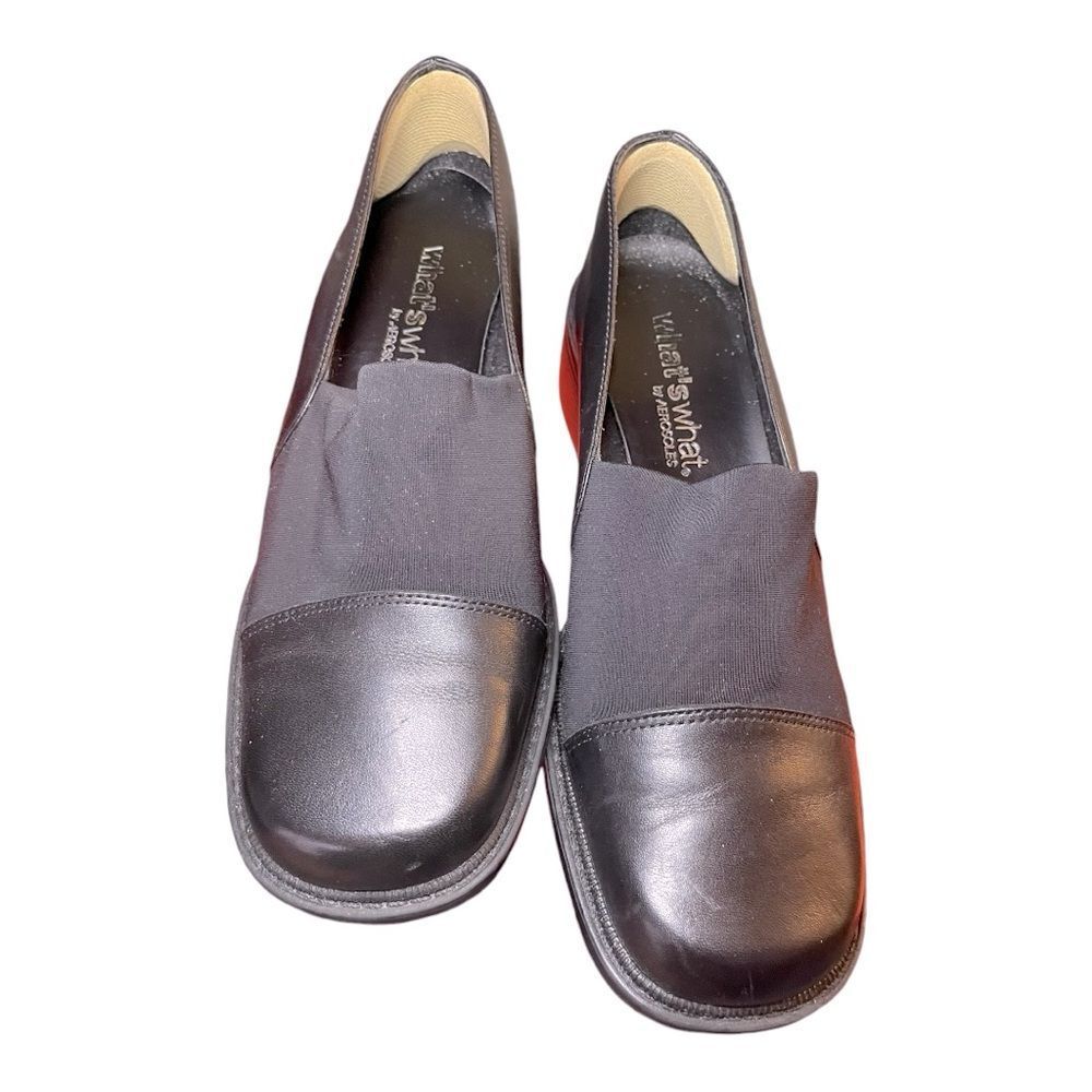 Vintage Aerosoles Black Leather Stretch Loafers Comfort Slip-On Shoes Size 7
